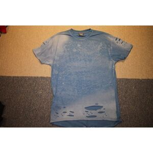 Bleeker & Mercer Premium Bleached and Distressed Light Blue T-Shirt - Size XL